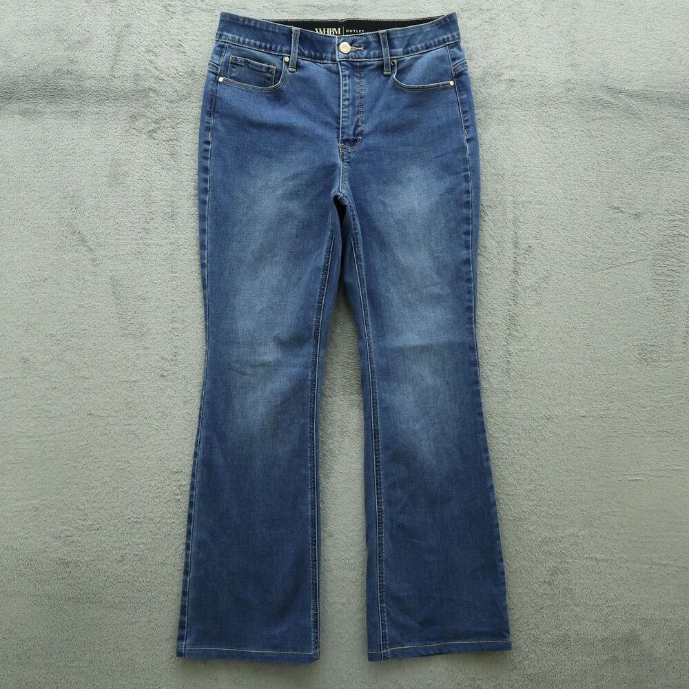 WHBM Jeans Women's Size 6S Blue Mid-Rise Skinny Flare Denim 28" Inseam Stretch
